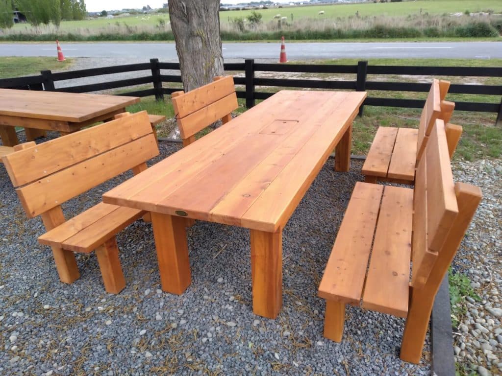 Tai Tapu Planked Table & 4 Backed Pews