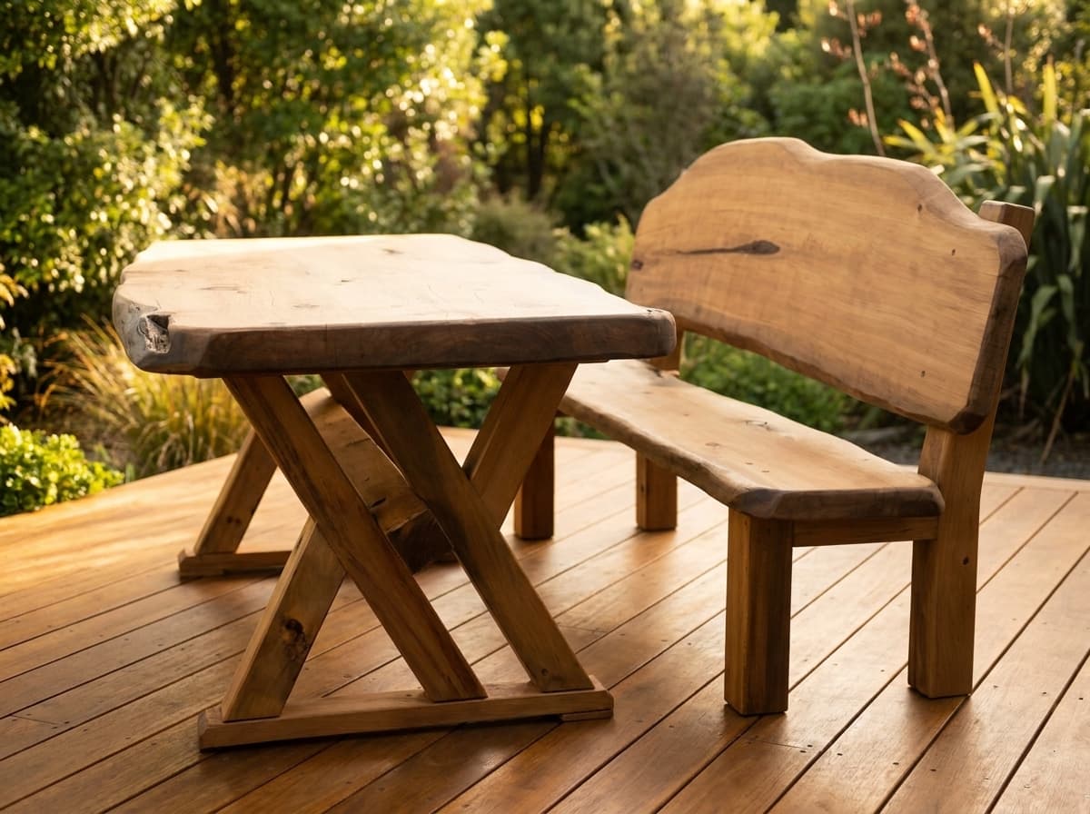 Macrocarpa Dining Table — Halswell Live-Edge & Pews